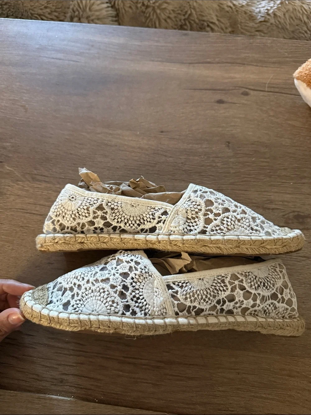 Women's Crochet Espadrille Slip-Ons - Cream